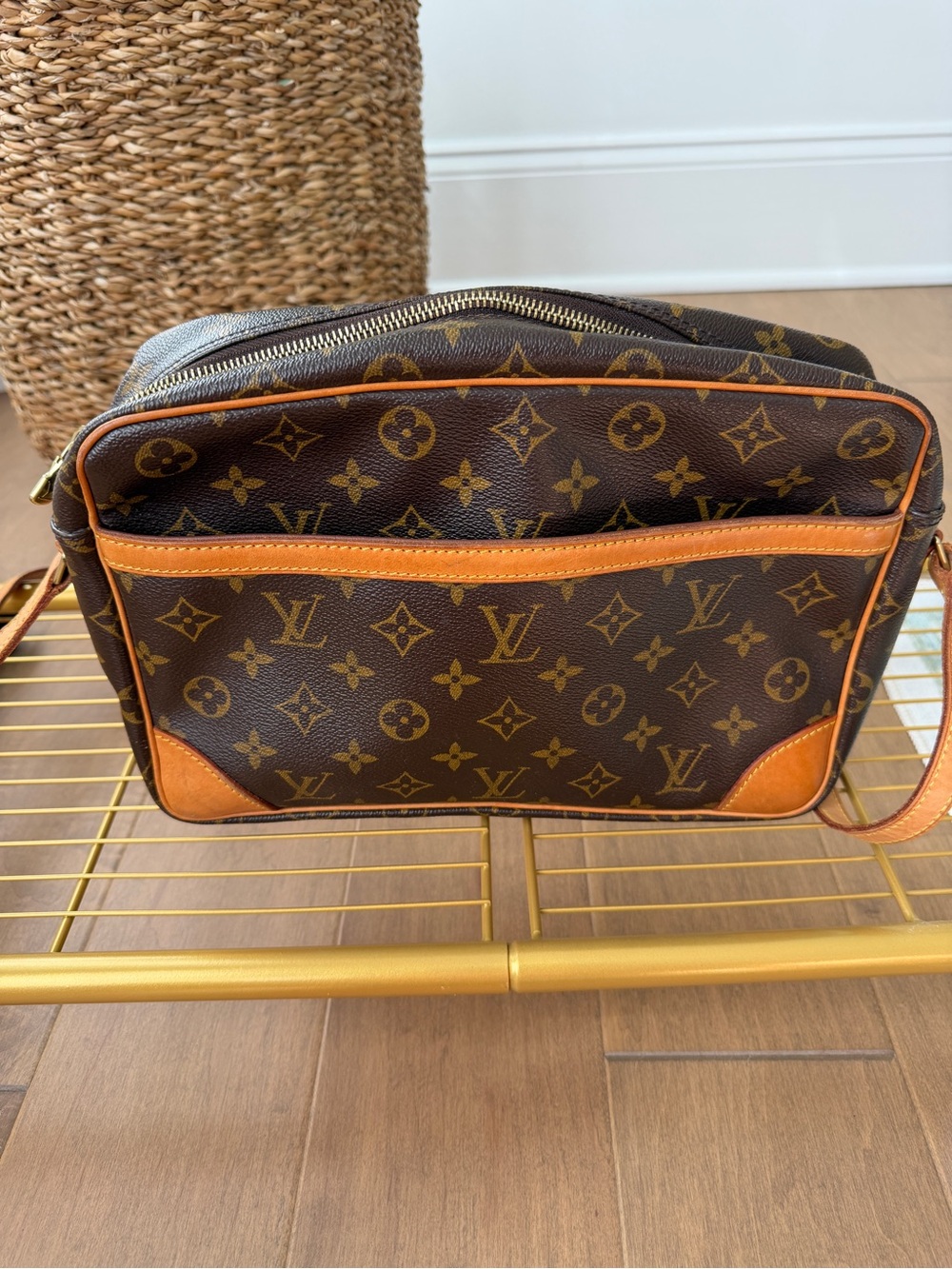 Louis Vuitton Monogram Canvas Messenger Bag with Tan Trim